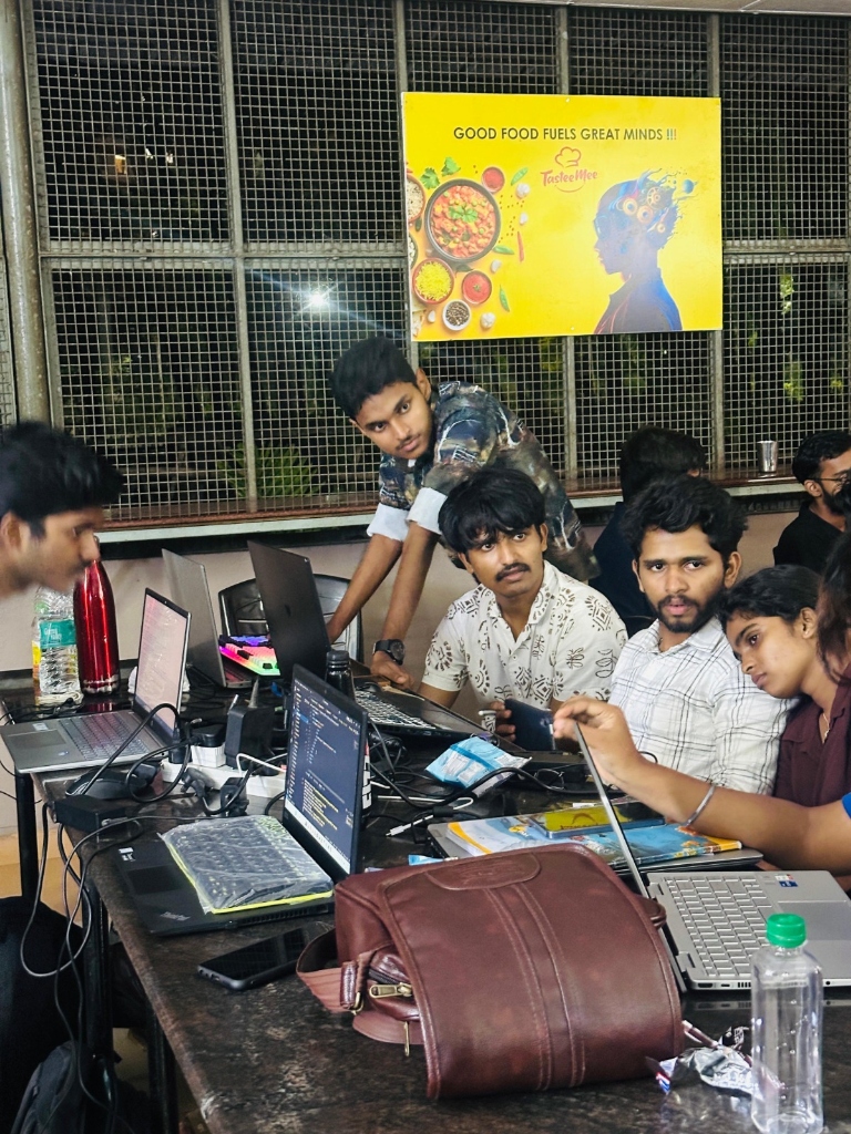 Participants focused during the overnight build session
